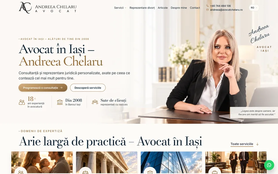 Pagina principală a site-ului avocatchelaru.ro