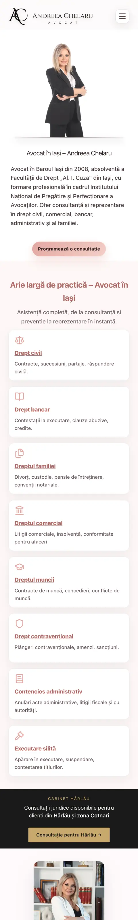 Pagina principală avocatchelaru.ro pe telefon