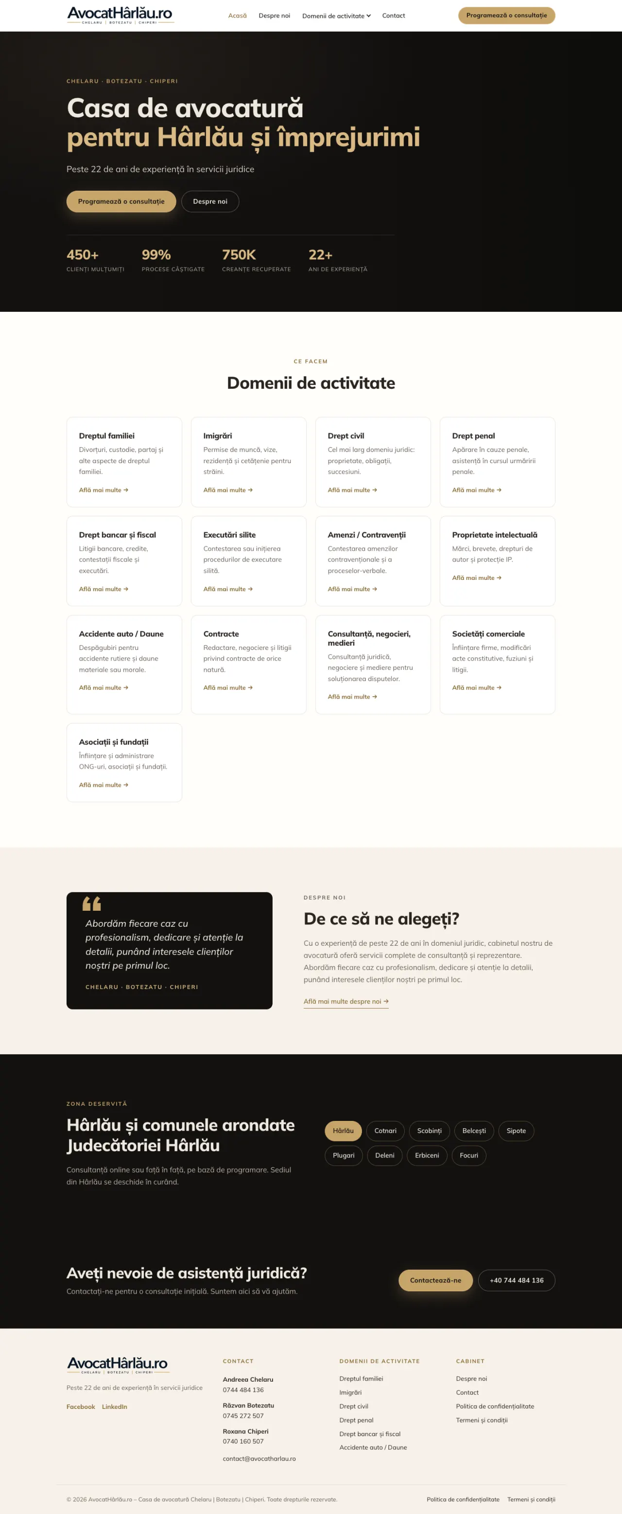 Pagina principală avocatharlau.ro pe desktop