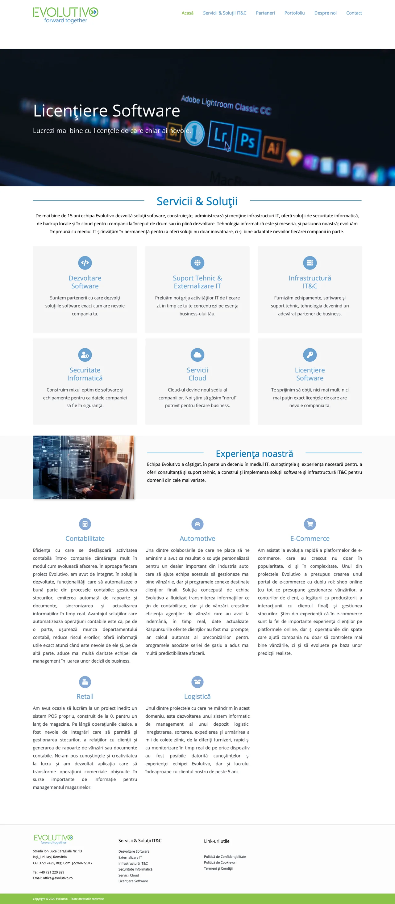 Pagina principală evolutivo.ro pe desktop