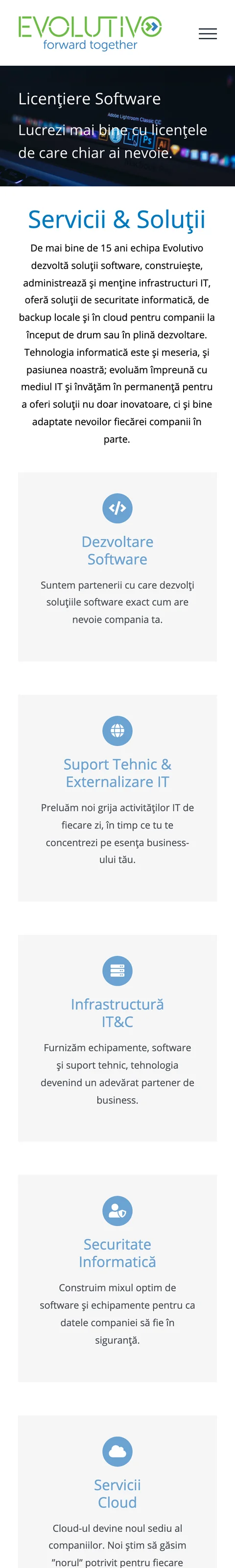 Pagina principală evolutivo.ro pe telefon