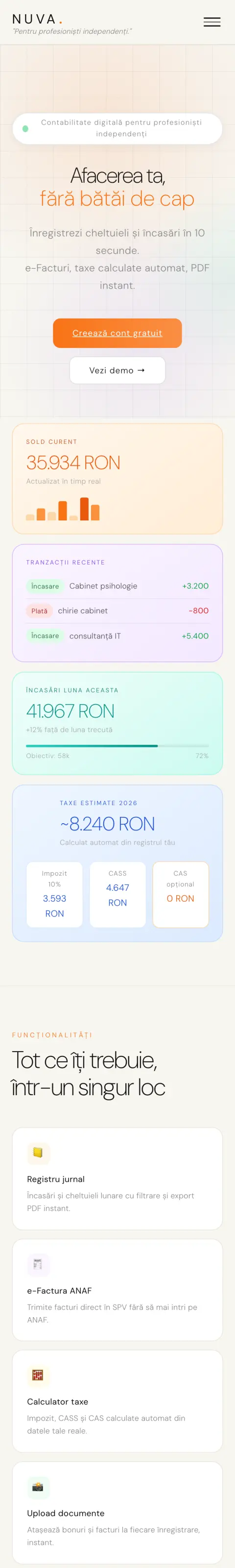 Pagina principală nuva.ro pe telefon