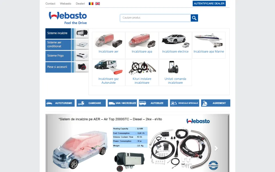 Pagina principală a magazinului online webasto-shop.ro