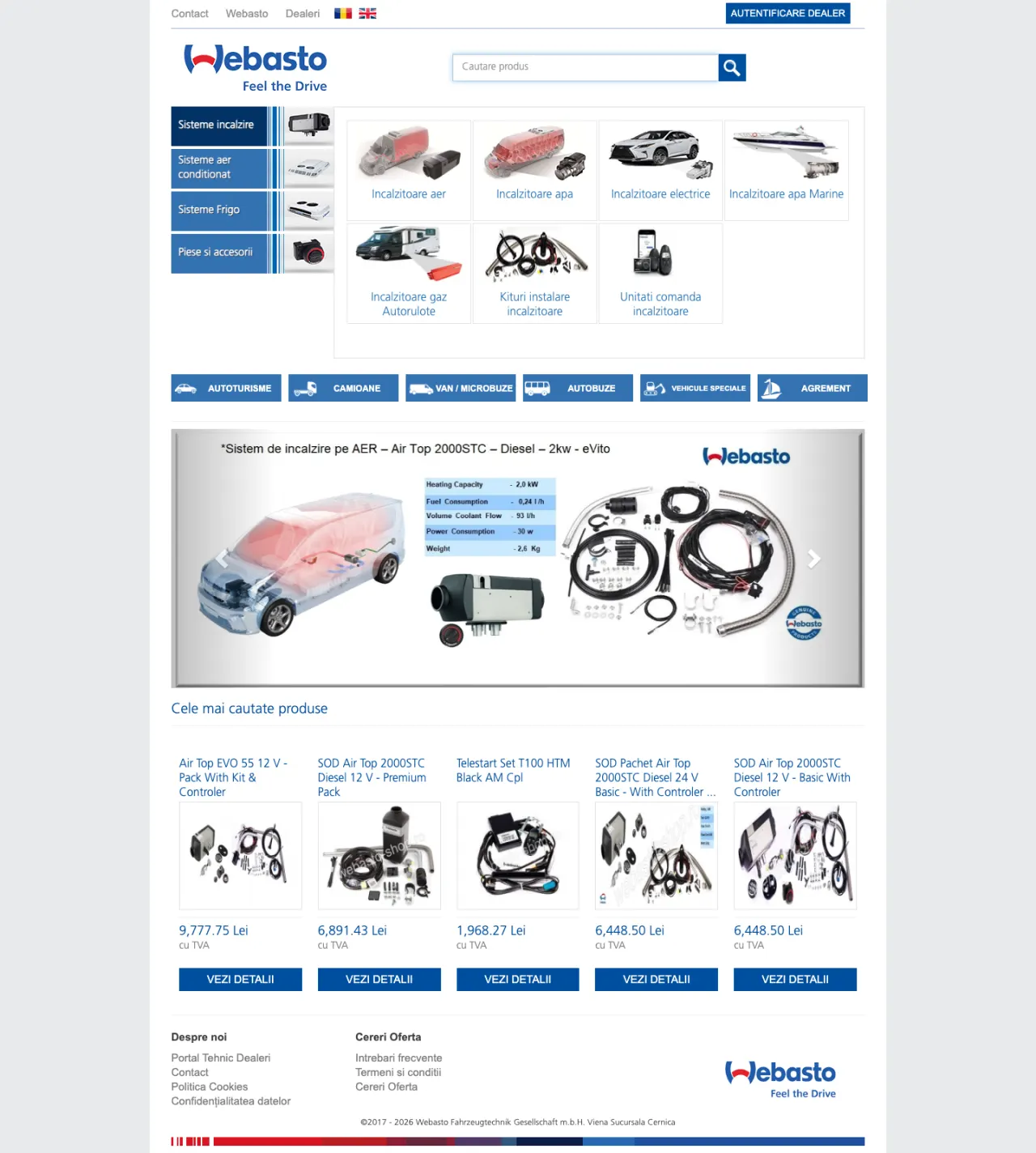 Pagina principală webasto-shop.ro pe desktop